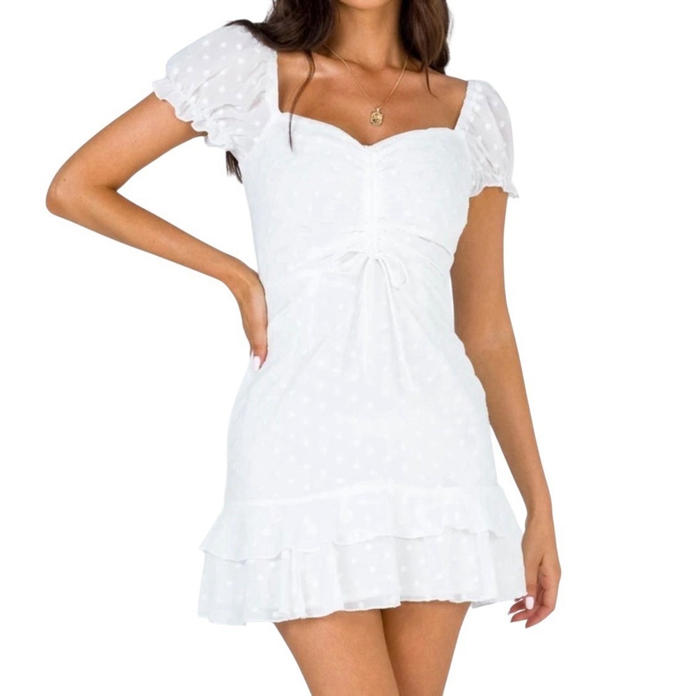 Princess Polly Mikail Mini Dress White Embroidered Babydoll Milkmaid Cottage‎ 8